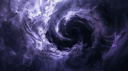 A whirling smoke vortex in shades of black and deep purple, drawing the viewer into its mysterious center.