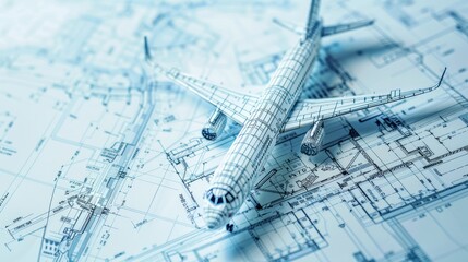 Comprehensive engineering blueprint with aeronautical components, perfect for educational and professional aerospace studies, close-up