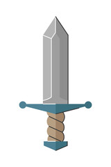 Medieval sword with metal handle. Vector illustration