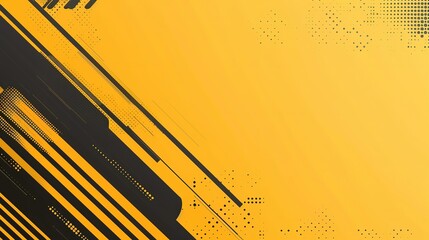 yellow black sporty background, speed motion design with spot strip and copy space, modern minimal in cheerful and freedom energy feeling, Generative Ai