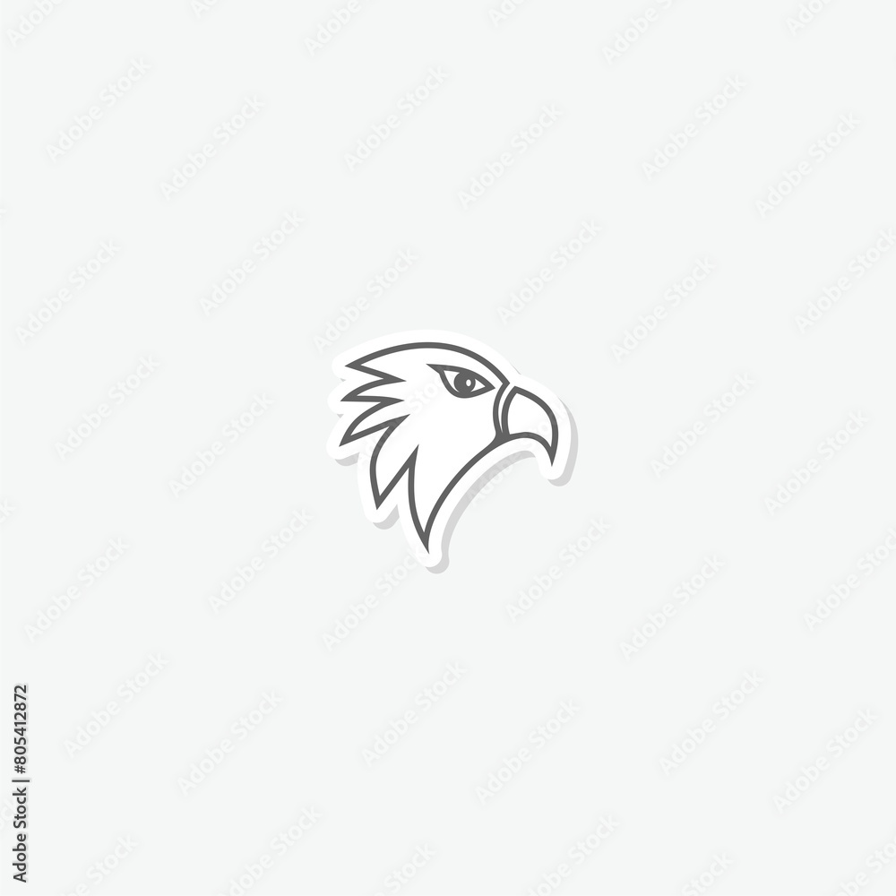 Sticker Falcon head icon sticker isolated on gray background