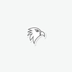 Falcon head icon sticker isolated on gray background