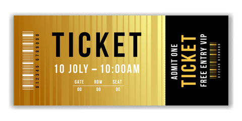luxury event ticket template . minimal ticket design for entertainment show, event, boarding pass, cinema, theatre and concert. Vector illustration
