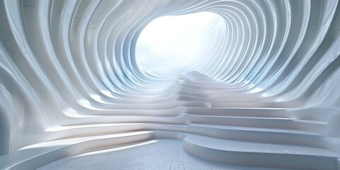 Long Tunnel With White Walls and Light at End