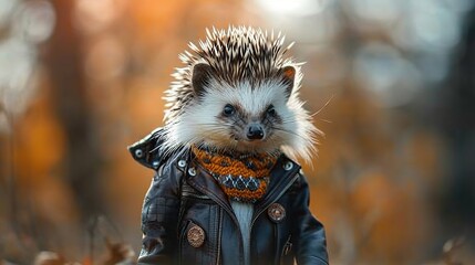 Spiky Style, Adorable Hedgehog Wearing Fashionable Outfit . Generative Ai