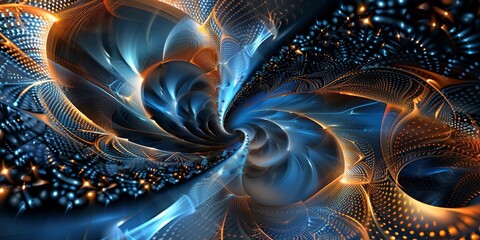 Abstract Blue Vortex Design With Glowing Particles and Dynamic Swirls