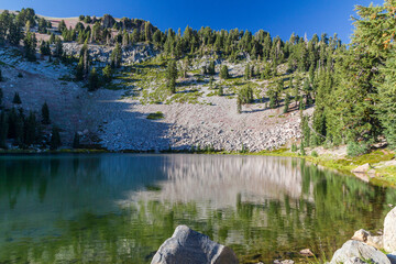 the Emerald Lake at the lassen volcanic national park, califronia