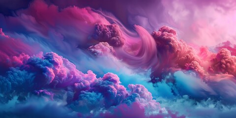 Painting of Clouds in the Sky With Pink and Blue Colors