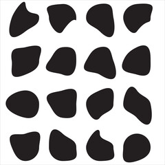  Blob shapes icon vector. Round abstract organic elements. Liquid silhouette drop icon vector. vector  illustration. Simple rounded shapes.  Organic black blob simple liquid on white background. 
