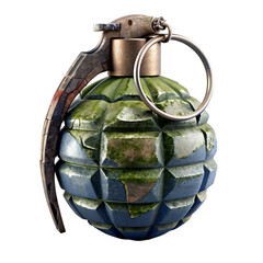Hand grenade powerful mass destroying weapon with brown lever