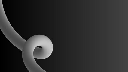 3D Wavy Spiral Black White Background