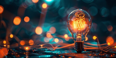 Glowing Light Bulb Illuminated On - Powered by Adobe