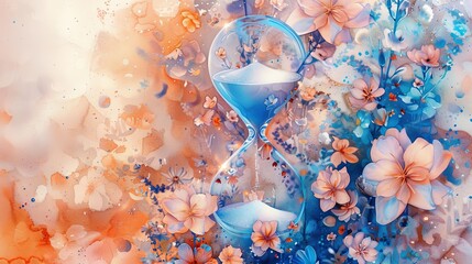 hourglass surrounded by flowers