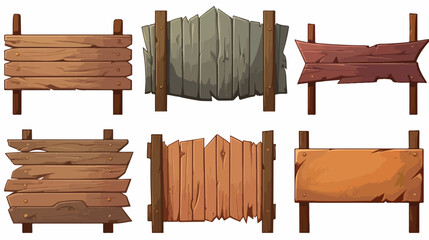 Set of different wooden signboards planks pointers.