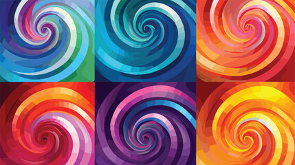 Set of different psychedelic spiral vortex twirl. V