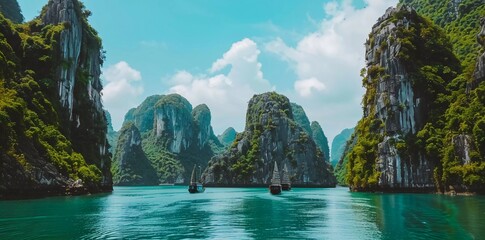Halong Bay, Vietnam. Unesco World Heritage Site. The most popular place in Vietnam.