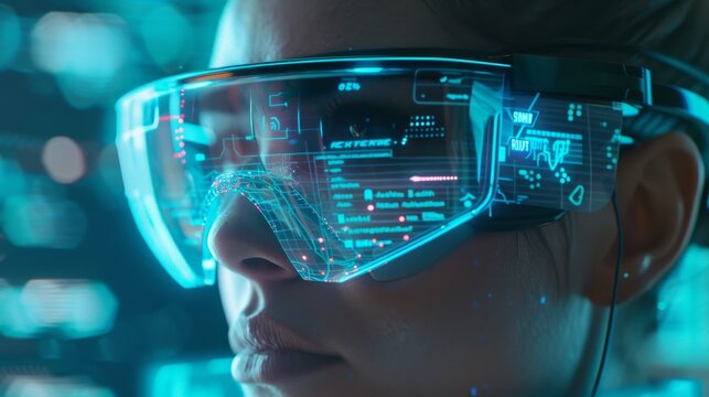 The futuristic concept of augmented reality glasses, overlaying digital information onto the real world for enhanced experiences.