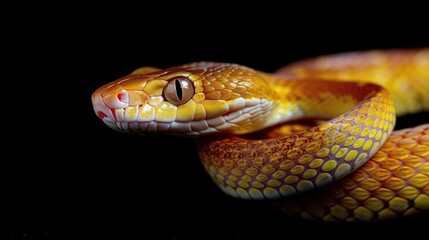 Fototapeta premium Snake closeup on black background