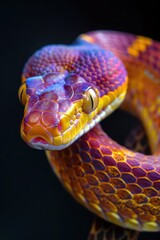 Fototapeta premium Snake closeup on black background