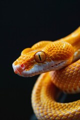 Fototapeta premium Snake closeup on black background