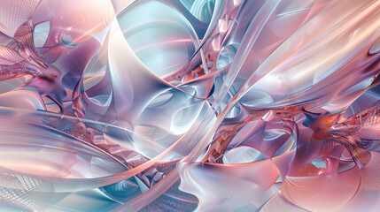 Abstract soft grids in pale pink and blue. Sparkling dispersion in harmony, delicate dreamlike play of light and texture.