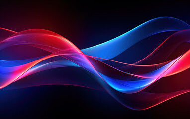 Vibrant abstract blue and red waveform with fluid motion and colorful gradients.