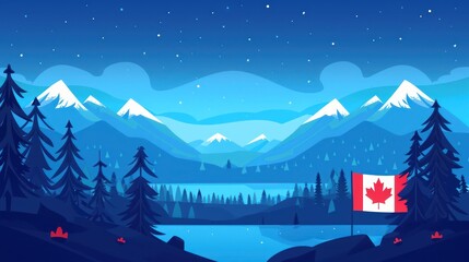 1st of July. Festive background for Canada Day. Flat illustration with copy space