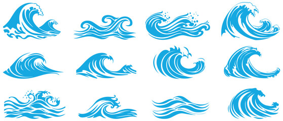 Blue sea waves icon on a white background. vector illustration design.