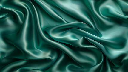 Green silk fabric, posh satin texture, background