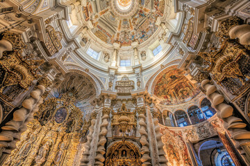 Ceiling of San Luis de los Franceses church, in Baroque style, Seville, Spain.