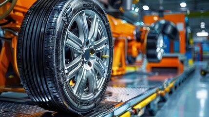 Fototapeta premium A Close-Up Look at Wheel Balancing on Precision Machines for Smooth Rides