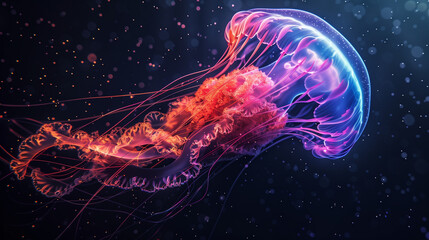 neon jelly fish in the water