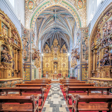 Church of Santa Paula Convent, Seville, Spain. High resolution square panorama.