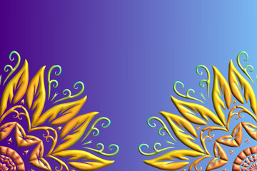 Flowers batik ethnic dayak line art pattern of indonesian for wedding invitation 