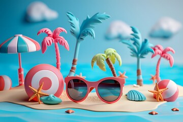 summer tropical vacation beach concept 3d background