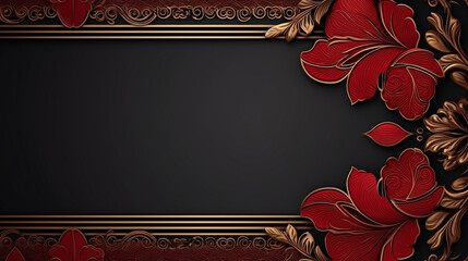 gold and red ornaments, on a dark background