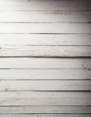 Obraz premium Wooden strips painted in chalk white forming horizontal lines. Use as background or texture.