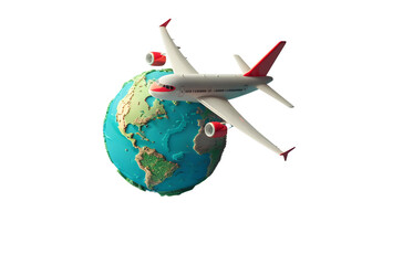 Obraz premium 3d illustration plane flight on earth vacation trip