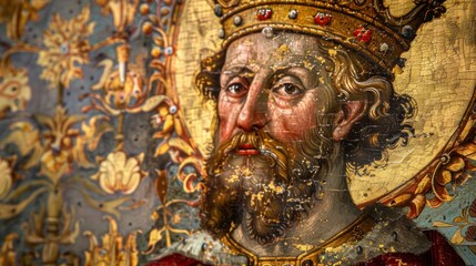 Obraz premium painting of an ancient medieval king worn by time in high resolution and high quality hd