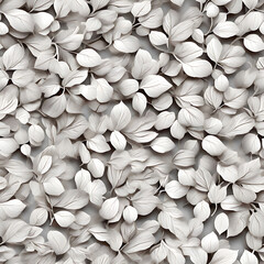 winter variety white leaves seamless pattern on a white background.