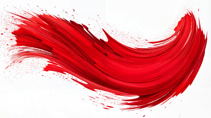 Red stroke of paint texture isolated on transparent background red paint brush stroke isolated over red oil paint.	