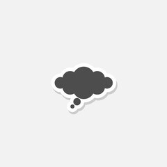 Thought bubble thinking cloud icon sticker isolated on gray background