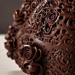 dark chocolate or chocolate art, AI Generated.