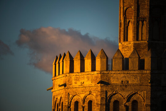 Torre del Oro (Tower of Gold, 13th century Moorish building), detail. Seville, Spain.