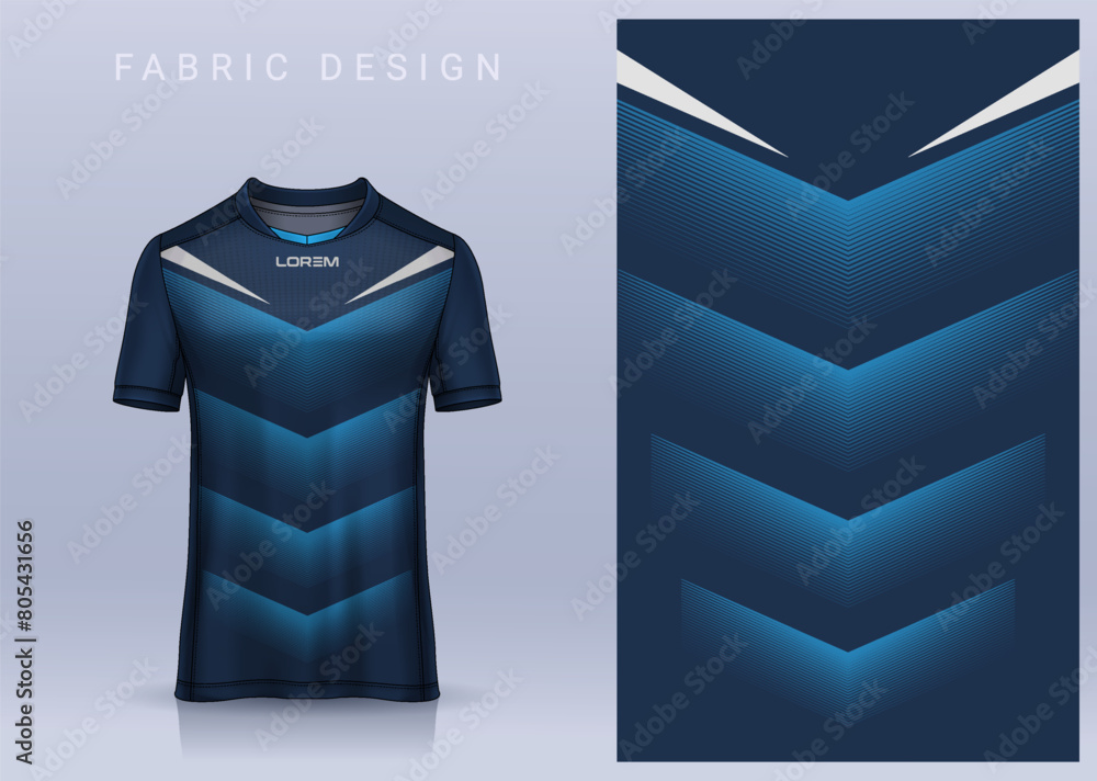 Wall mural fabric textile design for sport t-shirt, soccer jersey mockup for football club. uniform front view. - Wall murals