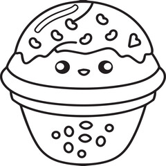  Kawaii coloring book illustration. Food coloring pages.