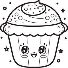  Kawaii coloring book illustration. Food coloring pages.