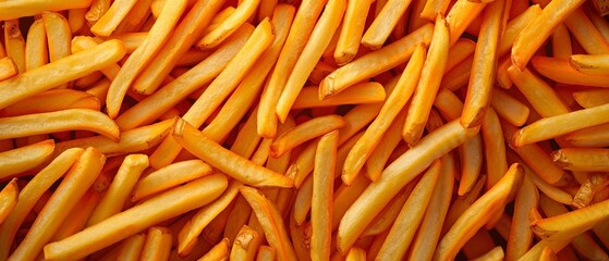 close-up pattern of goldbrown bread french frites with condiments