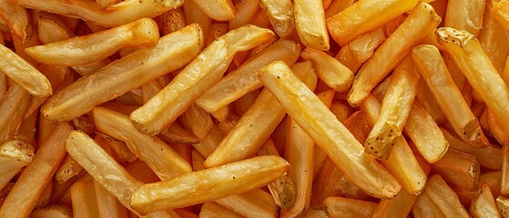 close-up pattern of goldbrown bread french frites with condiments