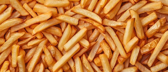 close-up pattern of goldbrown bread french frites with condiments
